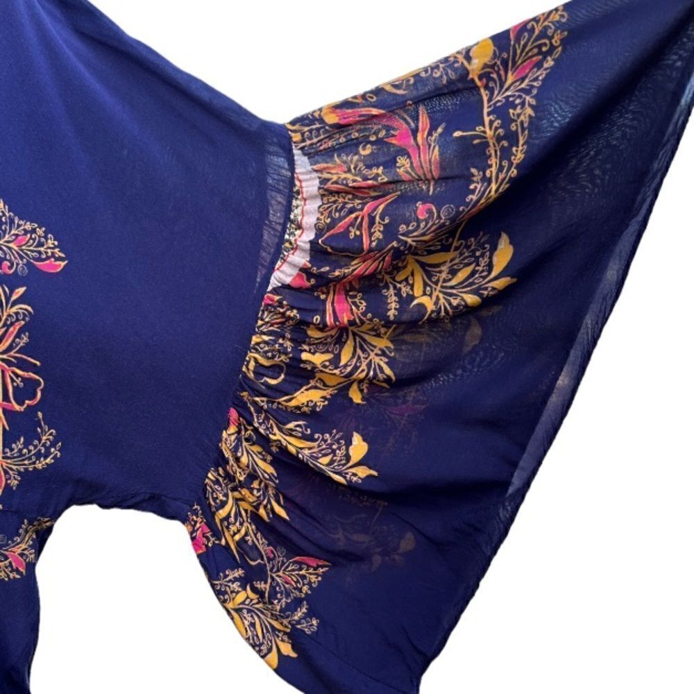 FREE PEOPLE The Sunset Dreams Ruffle Top in Blue Size Medium - Picture 10 of 15